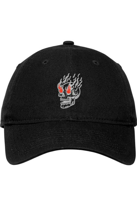 Unisex Flaming Skull Embroidered Cap