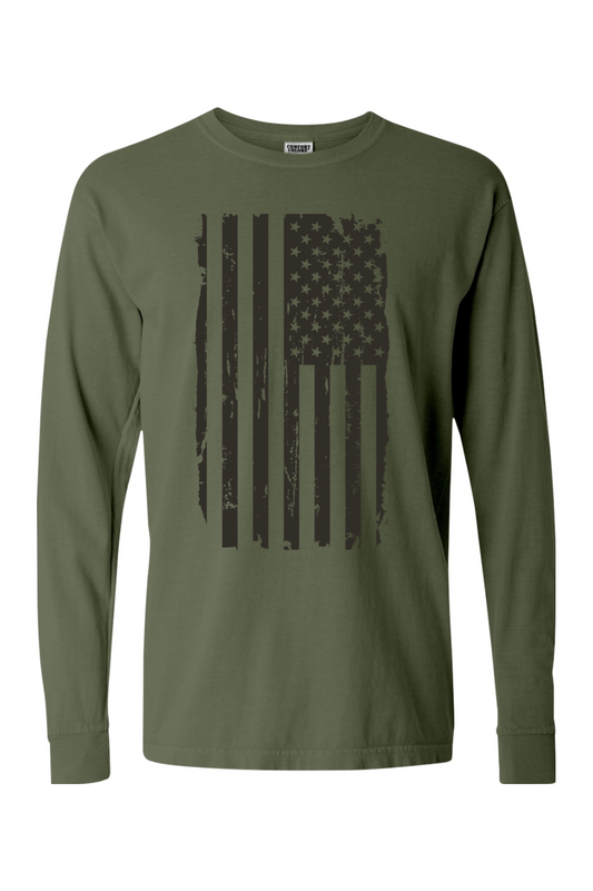 Weathered American Flag Long Sleeve